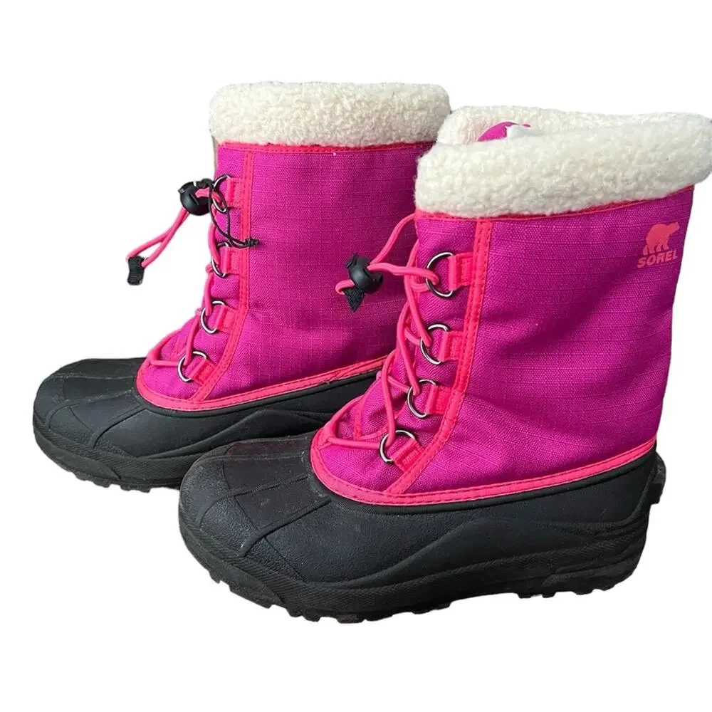Sorel Girls Snow Boots Size 5 Hot Pink and Black